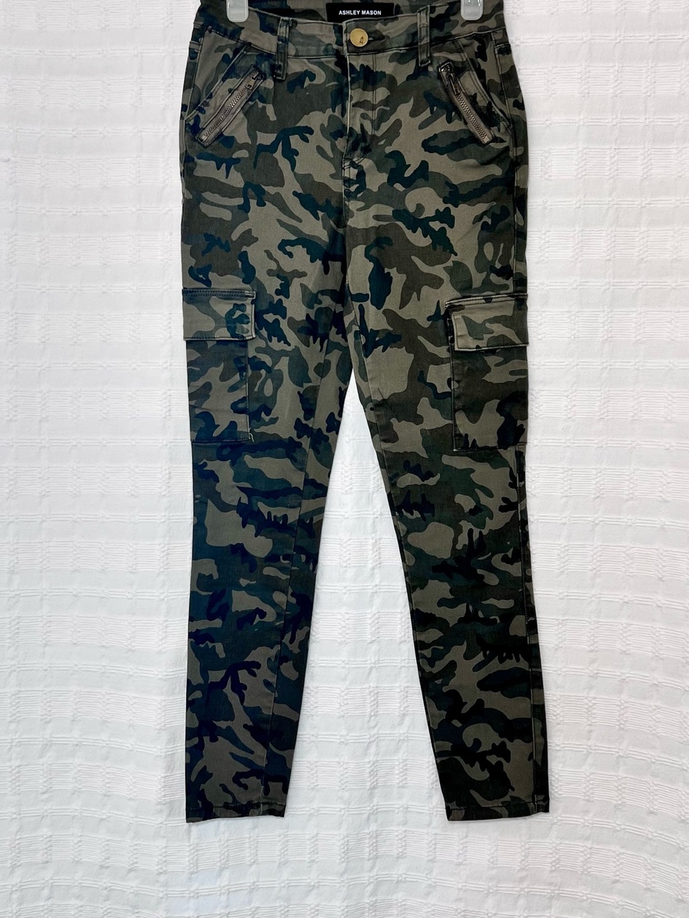 Ashley Mason Olive Green Camo Skinny Cargo Pants